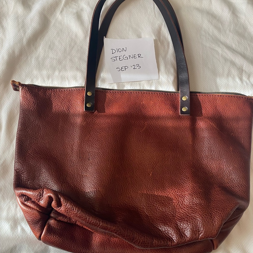 Portland leather goods nutmeg large zip tote